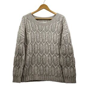 Nili Lotan Sweater Womens L Oversized Alpaca Merino Wool Cable Knit Designer